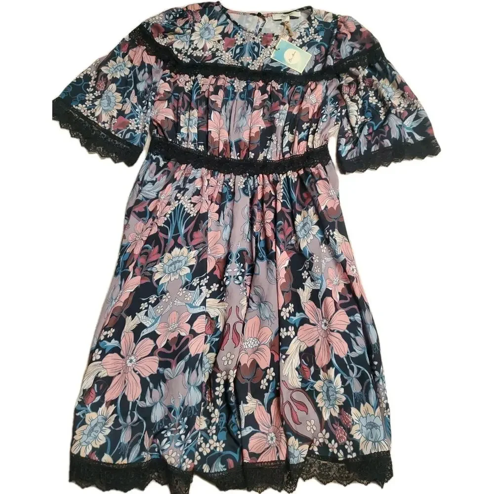 Ella Moon Boho Floral Dress Women’s Size Small Short Sleeve Casual Summer